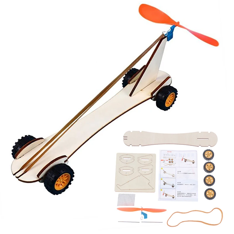 

STEM Toy Rubber Band Power Car Assembly Toy Educational Science Experiment Kit Technology 2022 New Year Gifts