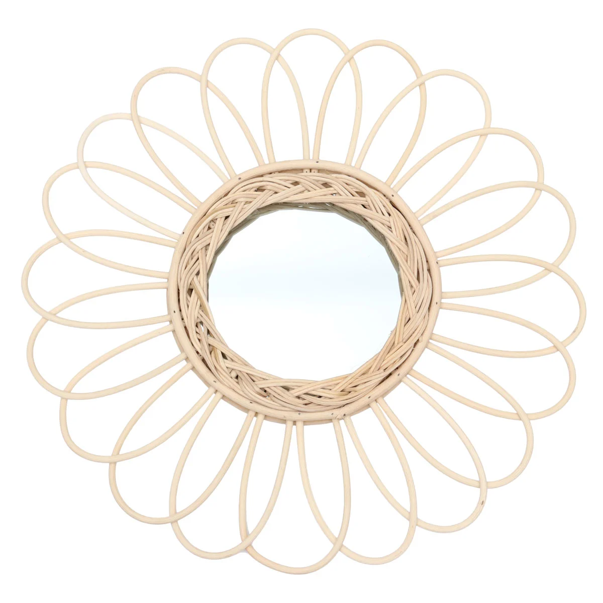 

Wall Hanging Mirror Picture Frames Glass Photography Props Wooden Rattan Decor Ranttan Woven Vintage