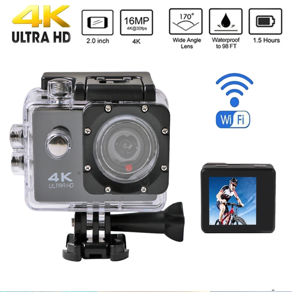 Action SPORT FOTOCAMERA WIFI FULL HD 1080p 2" Wide 170 ° IMPERMEABILE SDHC CAM 