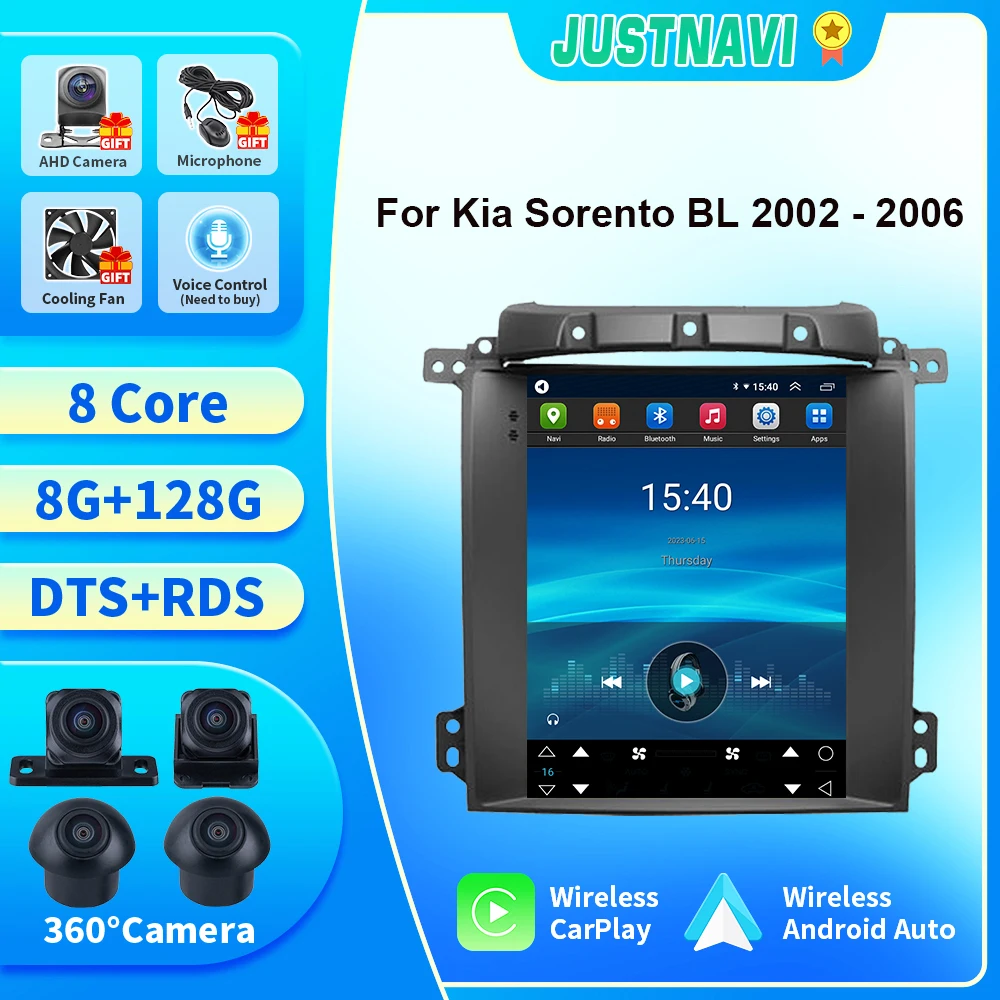 

JUSTNAVI Head Unit For Kia Sorento BL 2002 - 2006 Tesla Car Radio Multimedia Video Player Navigation GPS Android Auto No 2din