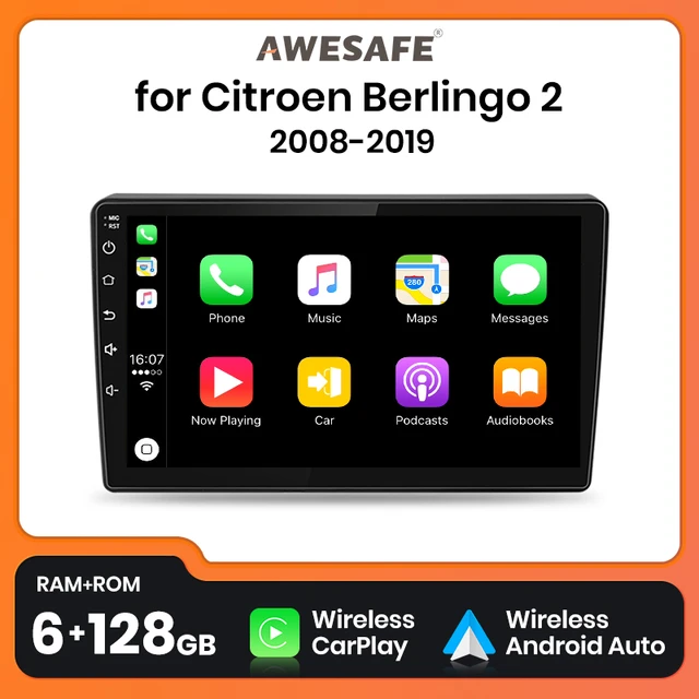 AWESAFE For Citroen Berlingo B9 Peugeot Partner 2008-2019 Car Radio  Multimedia Navigation 2din Android Autoradio CarPlay Stereo