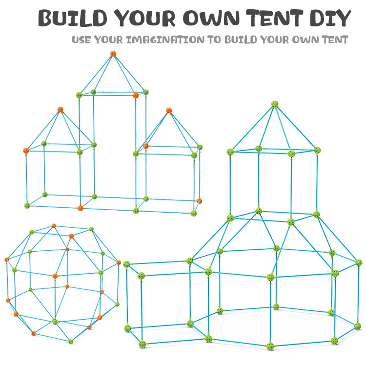 Kids Construction Toys Fort Tent Building Kits DIY 3D Play Tent