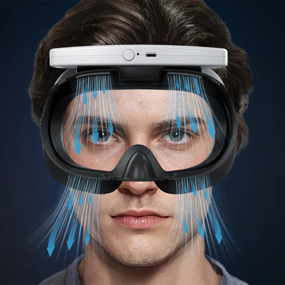 Cooling Fan with Facial Interface Face Cover Relieve Lens Fogging Facial Ventilation Fan 3 Speeds for Meta Quest 3 Accessories