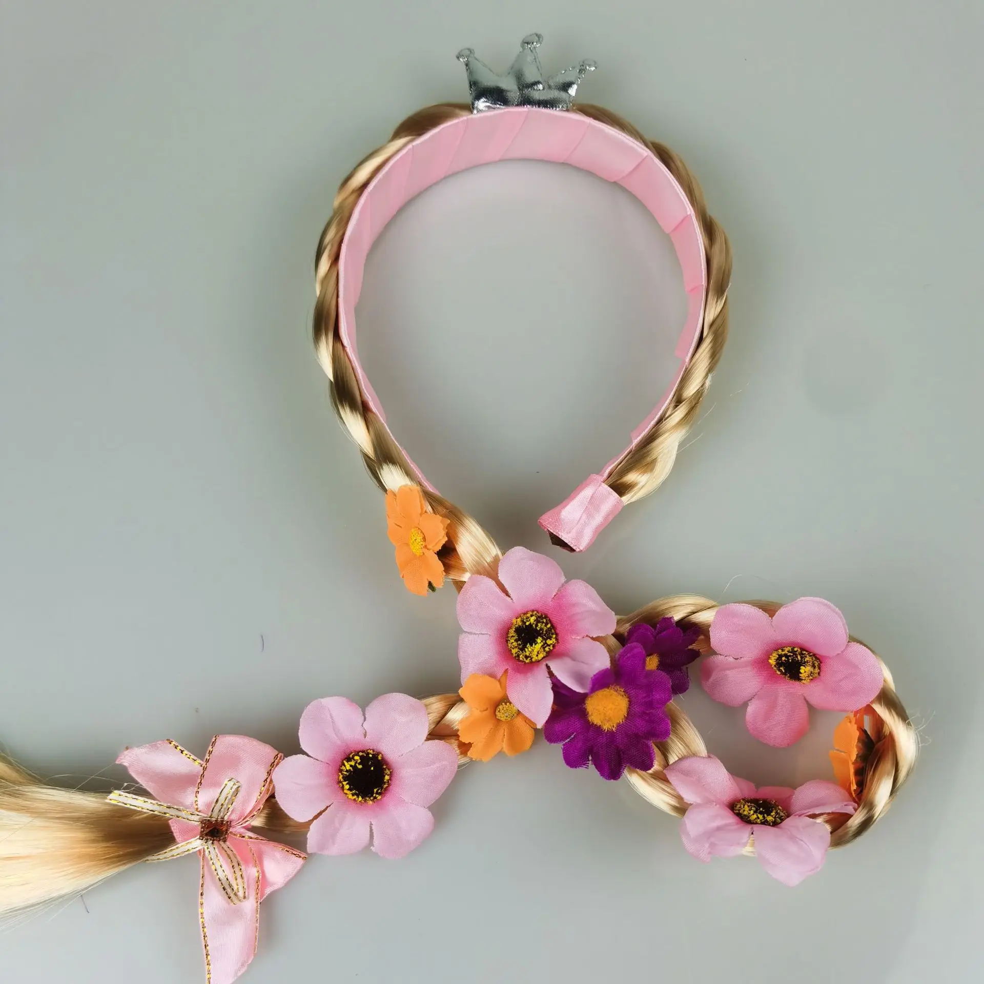 Long haired Lepei Princess thick braid headband small crown floral children's clothing Christmas headwear hair accessories