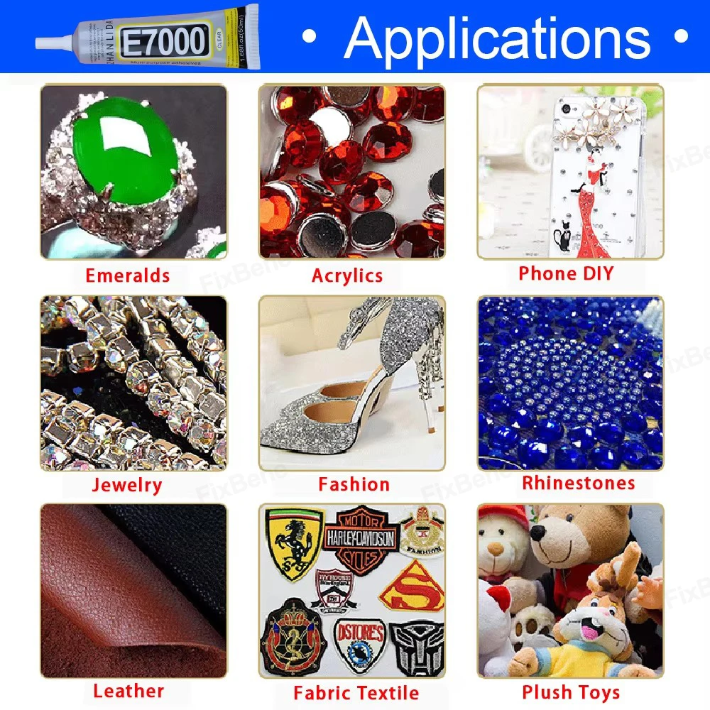 Zhanlida Glue for Phone Speaker Jewelry Adhesive Rhinestones Textile Craft Fabric Cloth Black Transparent Bond T8000 T9000 E7000 4