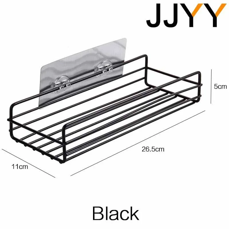 מדף מתכת לאחסון במטבח או בחדר האמבטיה, מארגן אחסון קיר ללא חורים