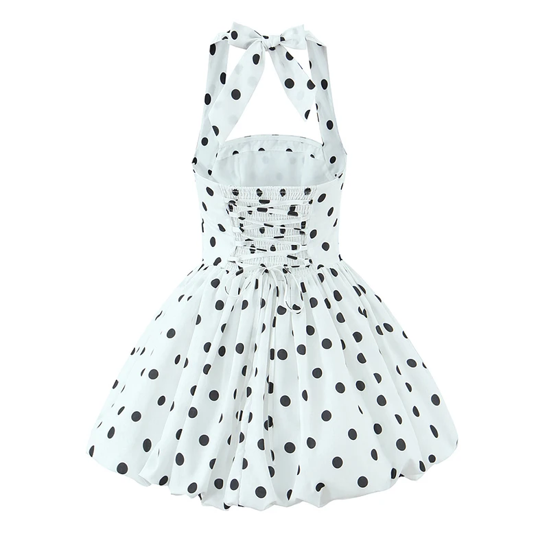 knee length dresses for ladies Mesh Polka Dot Lace Detail Maxi Dress for Women in Cream