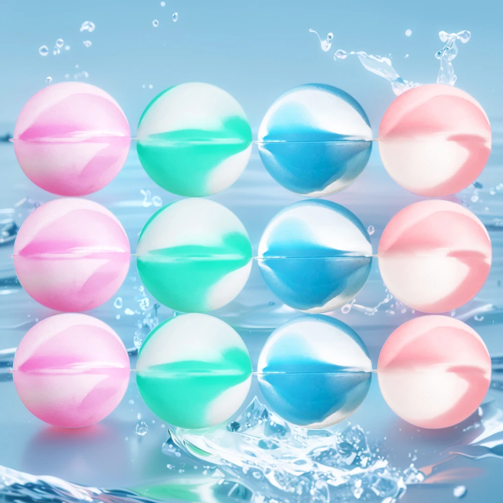 8/12Pcs Silicone Water Balloons Self Sealing Reusable Water Balloons Quick Fill Bomb for Swimming Pool Bathtub Beach