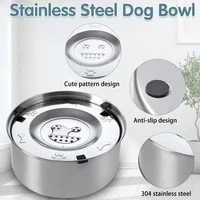 Big Capacity Stainless Steel Dog Floating Bowl, No Spill Anti-Splash Dog Water Dispenser, Non-Slip Dog Cat Pet Water Feeder Bowl 1