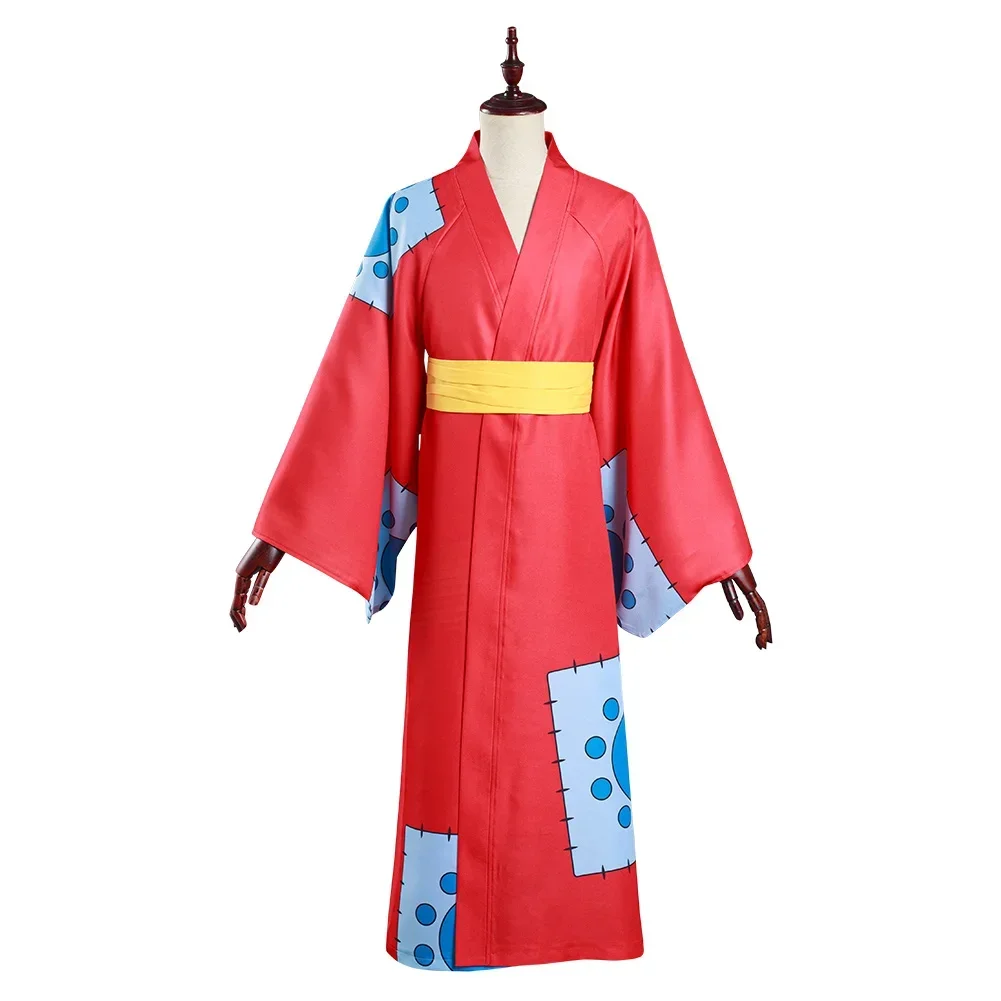 One Piece Monkey D Luffy Red Kimono Cosplay Costume