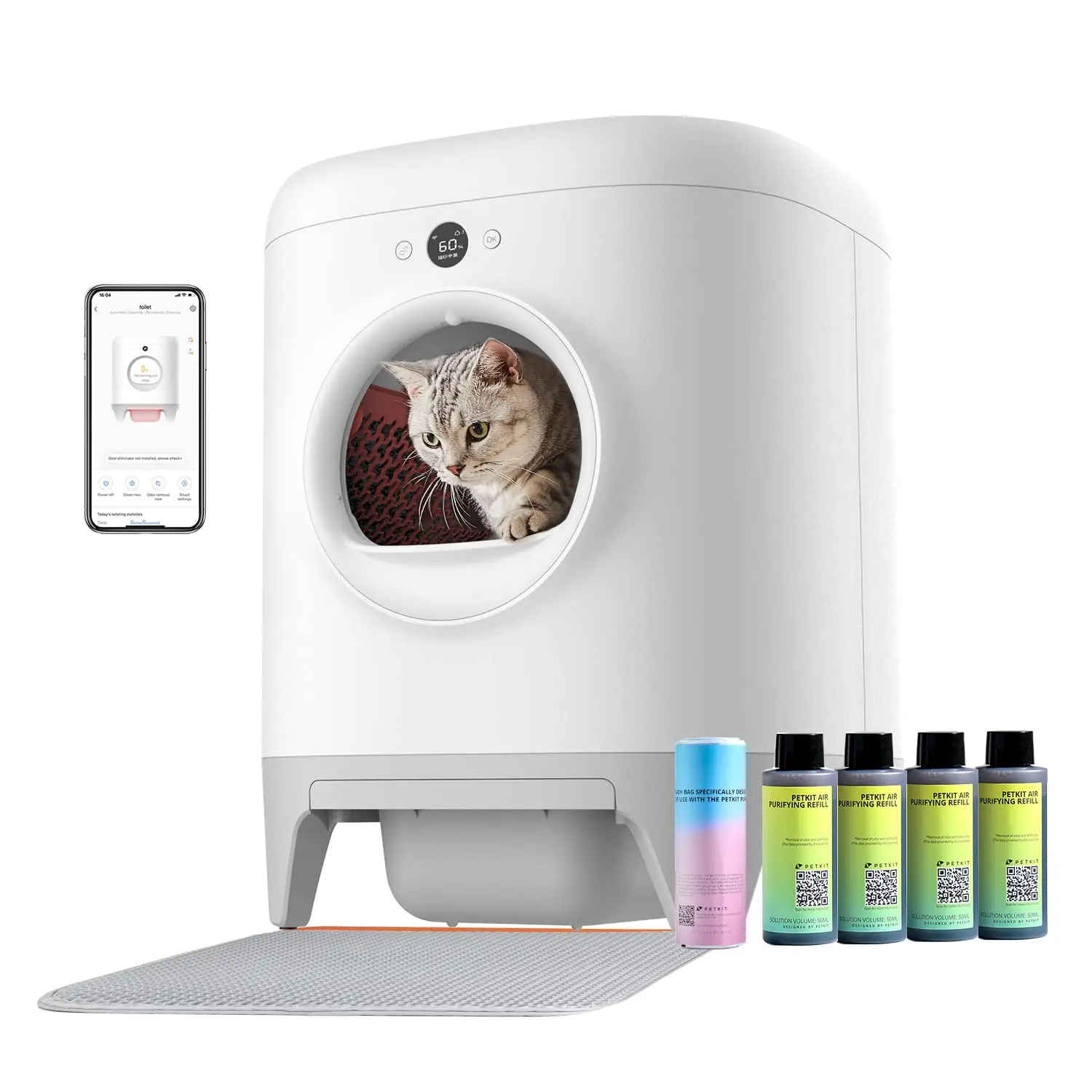 

65L Automatic Smart Cat Litter Box Self Cleaning Fully Enclosed Cat Litter Box Pet Toilet Litter Tray English versions
