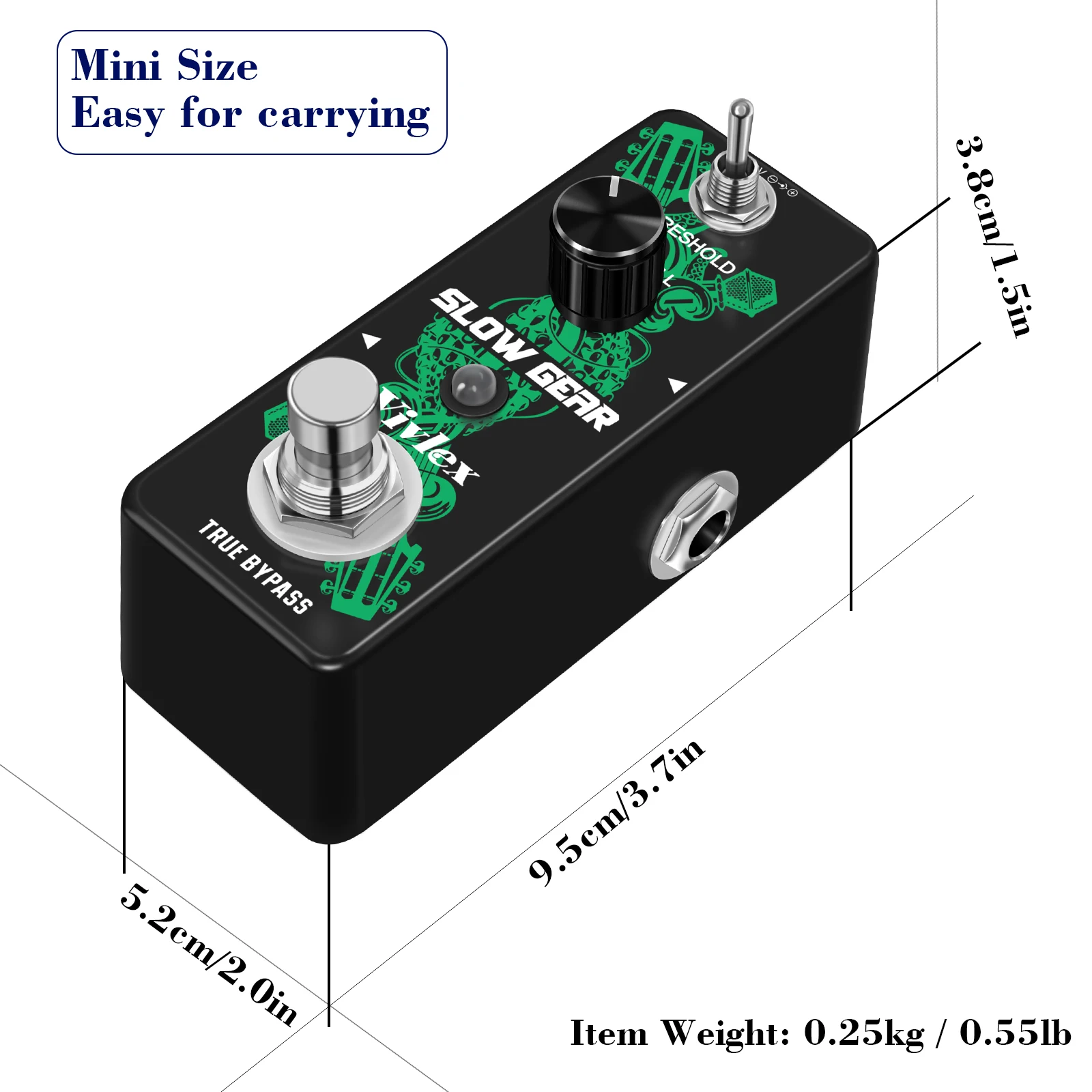 Vivlex LEF-3805 Slow Hand Digital Guitar Effect Pedal Electric With Slow Gear Ture Bypass Mini Size True Bypass Full Metal Case