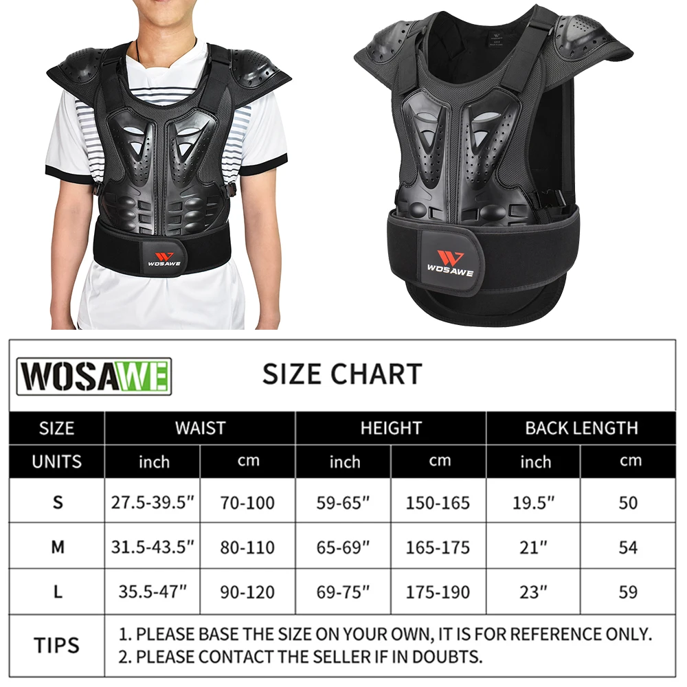 WOSAWE Motocross Body Armor Motorcycle Armor Vest Back Chest Protector Off-Road Dirt Bike Protective Gear Jacket motorcycle armor,motorcycle body armor,body protector,motorcycle armor vest