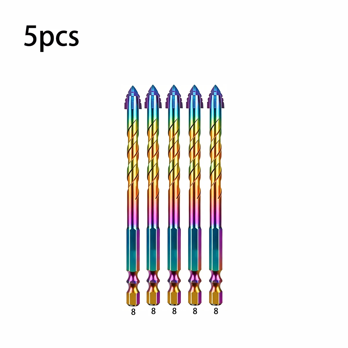 Four-Edge Serrated Multipurpose Drill Bits Set, Hex Shank, for Tile, Marble, Glass, Brick, Concrete, and Wood