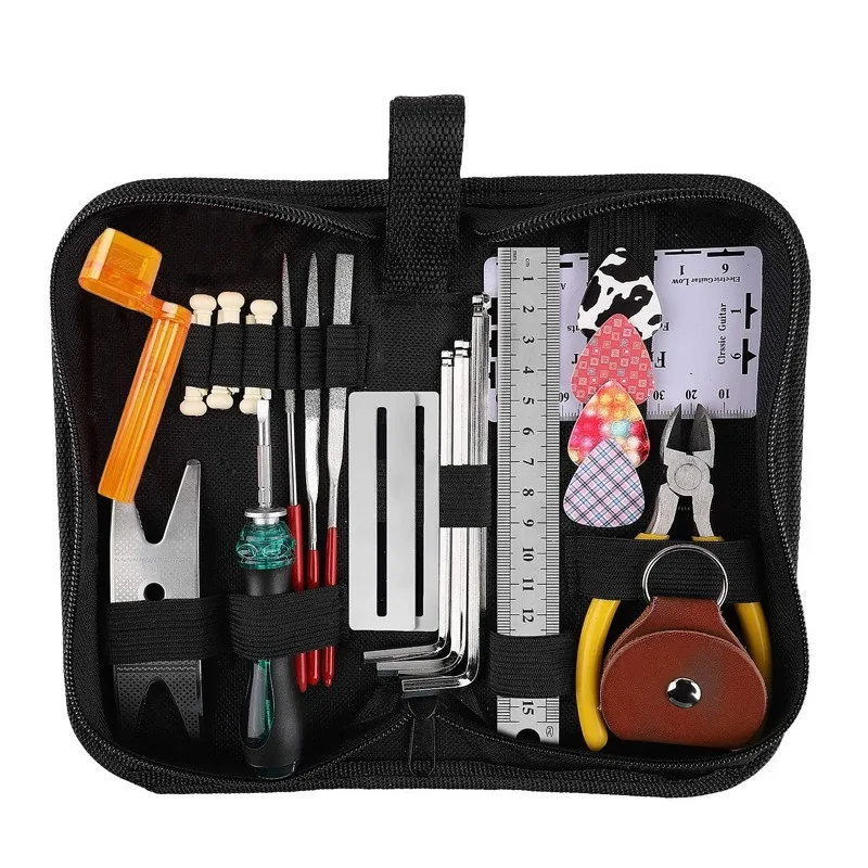 

Repair Tool Kit Tools Organizer String Guitar Maintenance String Action Ruler Gauge Measuring Tool Hex Wrench Set Files Fin