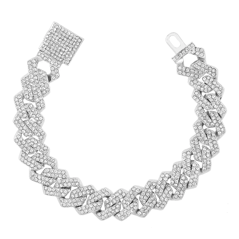 Iced Out 14mm Prong Cuban Link Chain Necklace For Women Bling
