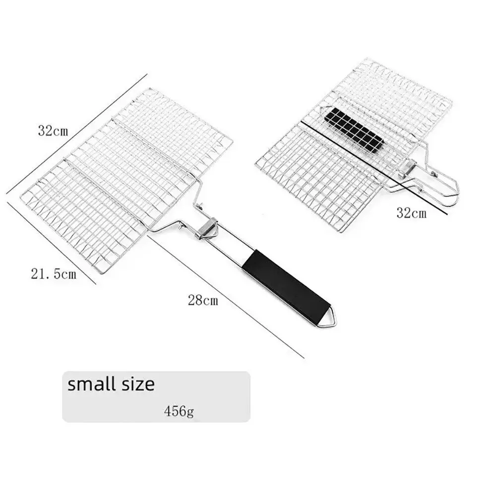 New Stainless Steel BBQ Mesh Non Stick Fold Grill Mesh Mat With Handle Barbecue Tool Steak