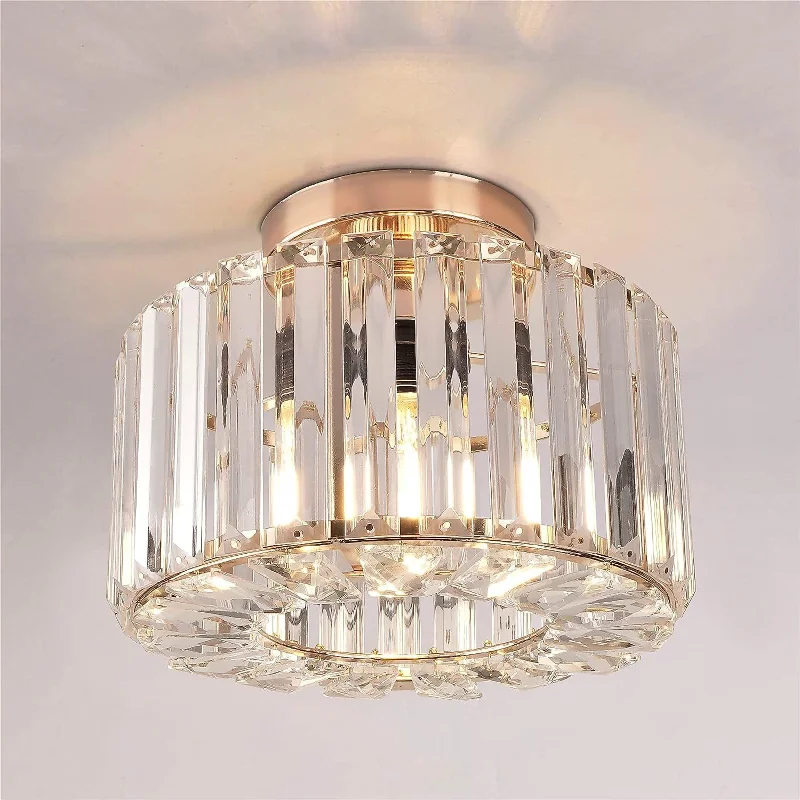 Modern Crystal Ceiling Light Flush Mount Ceiling Chandeliers Lamp LED Bedroom Corridor Entrance Lighting Fixtures E27 Gold Black