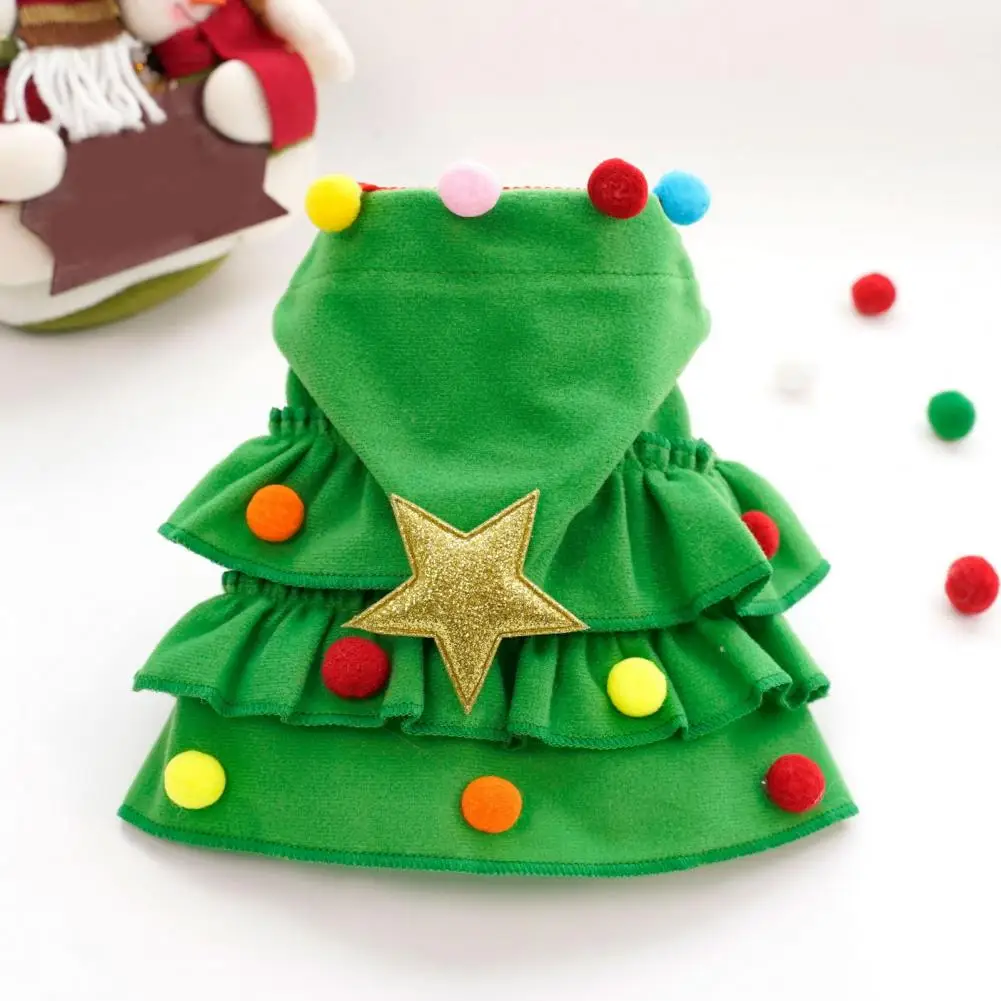 Pet Christmas Cloak Cosplay Costume Plush Ball Star Ruffle New Year Dog Cat Photo Prop Winter Pet Clothes Holiday Cape Shawl pet costumes