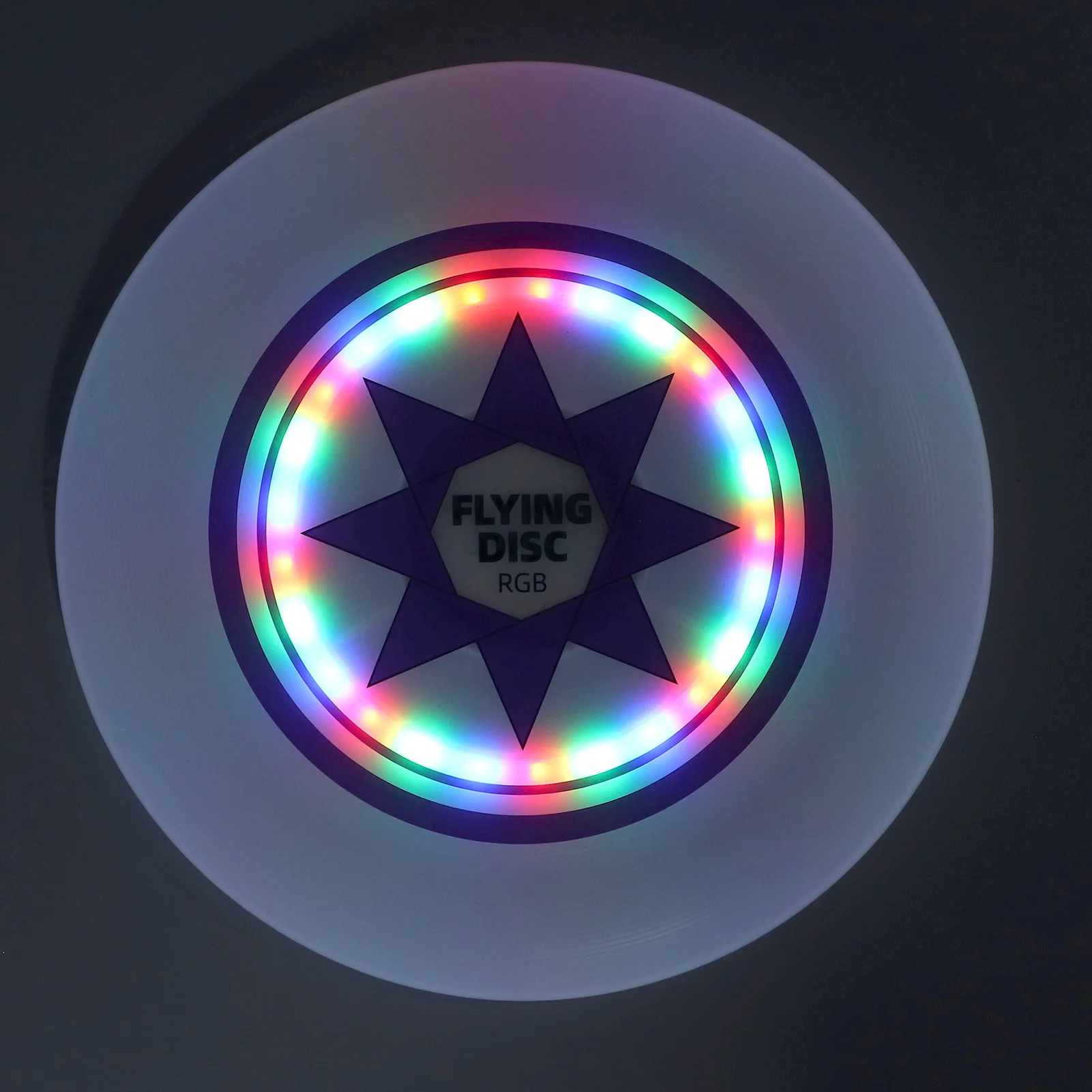 Flying Disc RGB LED Stepless Dimmable Timing 8 Dazzling Color Single Color Modes for Outdoor Playing