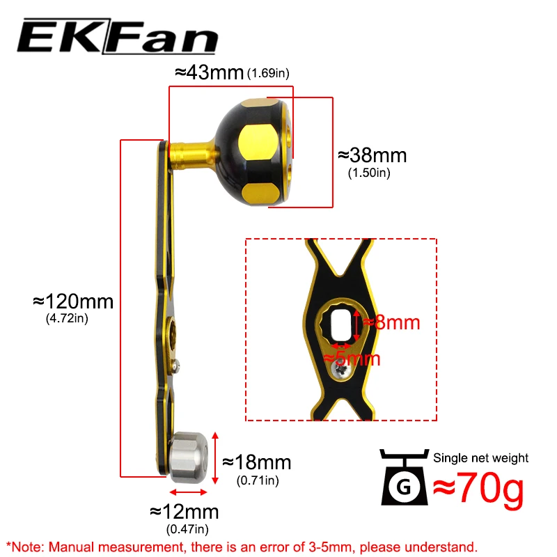 Ekfan 120MM Aluminum Alloy CNC Fishing Reel handle For DAI & SHI DIY Bait  cast Reel Parts