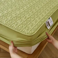 Housse de matelas matelassée épaisse, protection de lit en pur coton, antibactérienne, Double, Queen, King Size, personnalisée 1