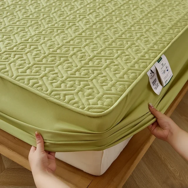 Housse de matelas matelassée épaisse, protection de lit en pur coton, antibactérienne, Double, Queen, King Size, personnalisée 1