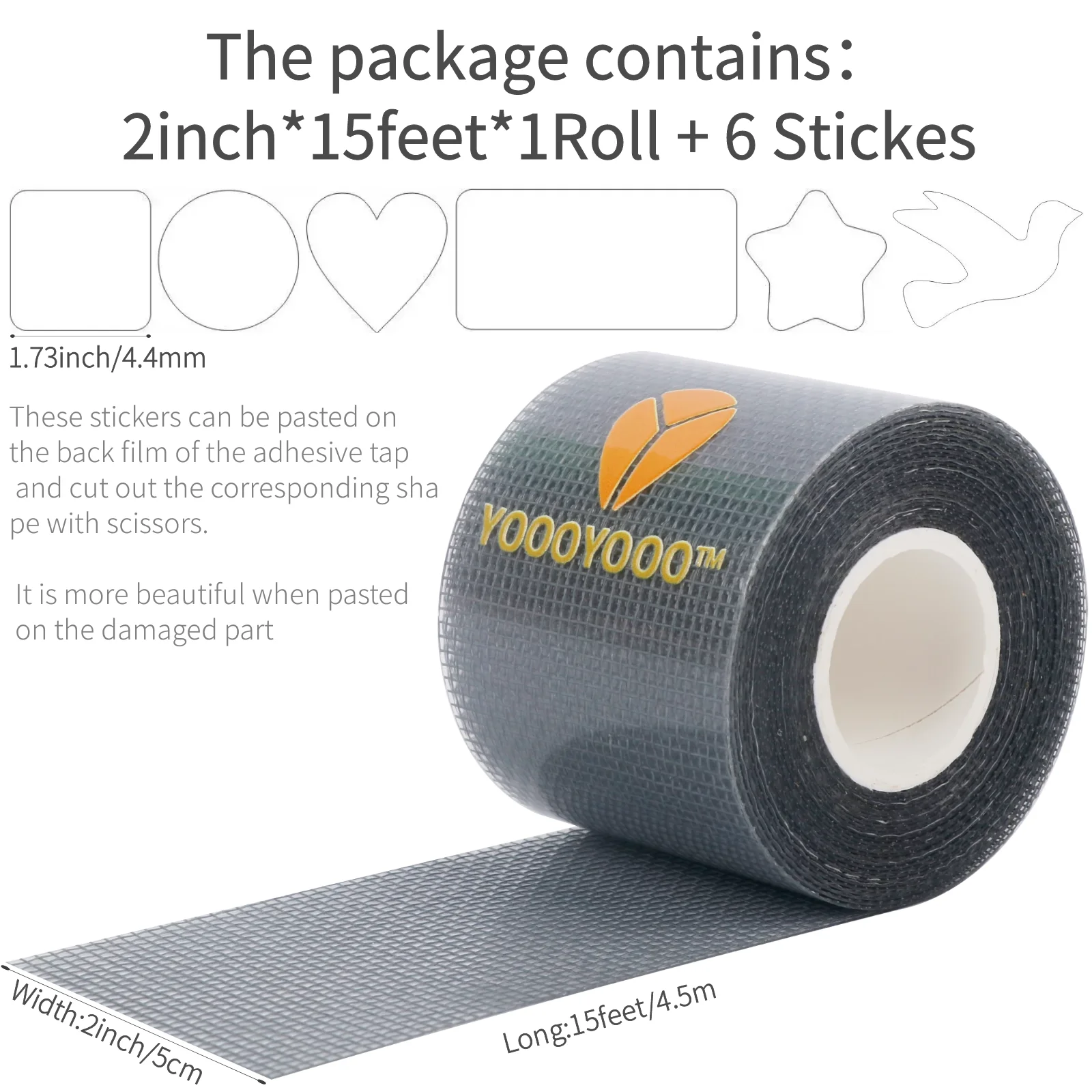 YOOOYOOO Screen Repair Tape Grey Window Net Door Mesh Bed Canopy Patch Up Hole Mend Long Crack