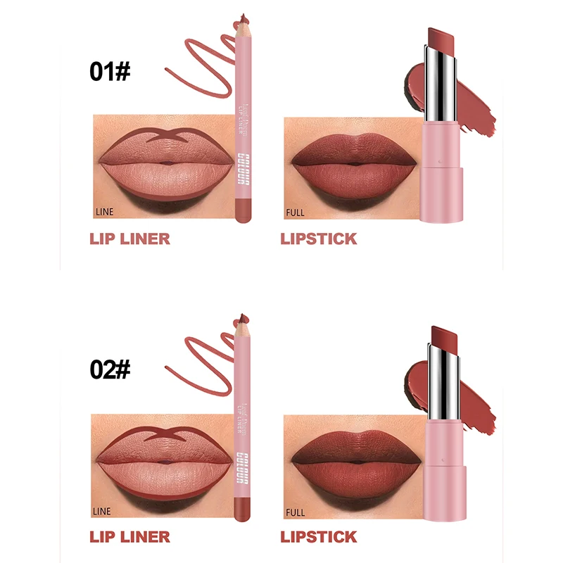 8-color Lip Liner Lipstick Pen Set Red Contour Tint Lipstick Sexy Red Contour Tint Lipstick Non-stick Cup Lipliner Pen Make 4