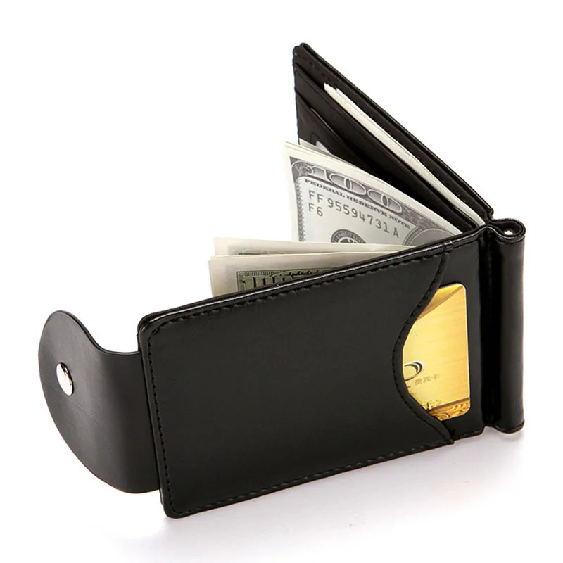 Fashion men's PU leather wallet ultra-thin dollar clip trendy multi-card slot card holder business credit card holder for men leather bifold wallet id credit card holder
