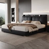 Lit de rangement moderne en Corium pour chambre à coucher, lit de luxe en Corium pour mariage, meubles de maison complets pour chambres doubles 4