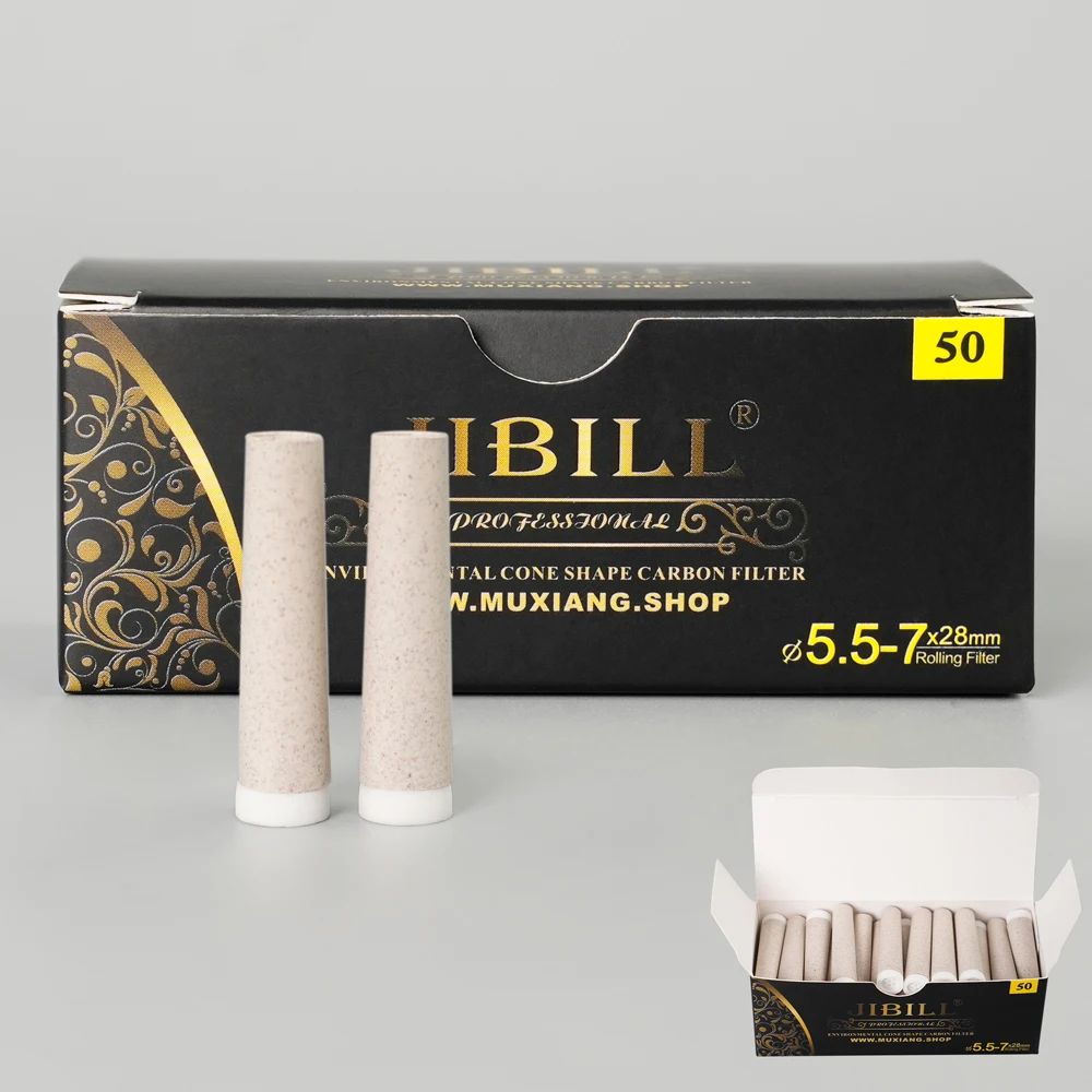 50Pcs Tobacco Smoking Pipe Filters 5.5-7mm Activated Carbon Tube Plastic Filter Ceramics Side Smoking Active Charcoal Tools 2