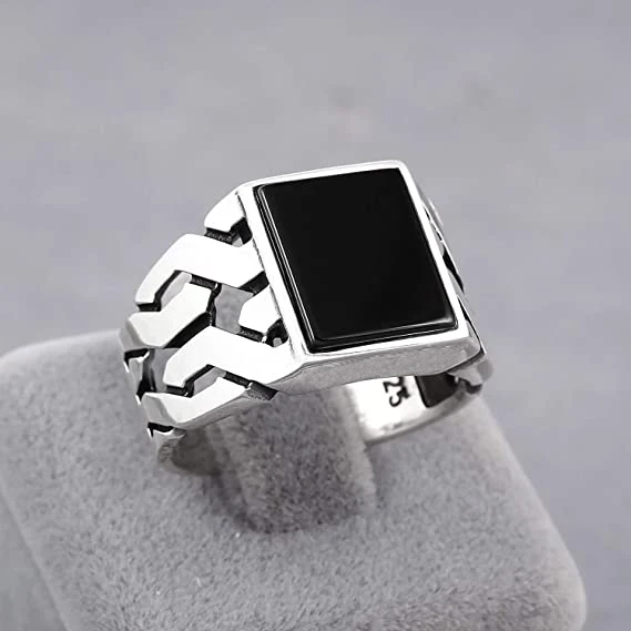 Fashion Men's Black Red Square Drop Glaze Hollow Ring Silver Vintage Punk Bike Party Jewelry Fashion Men's Black Red Square Drop Glaze Hollow Ring Silver Vintage Punk Bike Party Jewelry