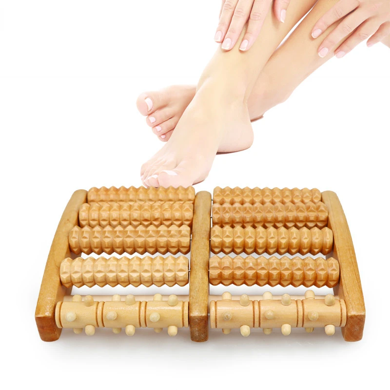 3 5 Row Wooden Foot Massage Roller Acupressure Trigger Point Relax Pain
