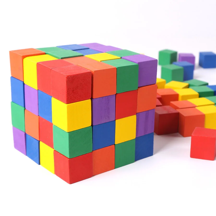20pcs 2cm Multiple Colors Wooden Cube Building Blocks Mathematics Geometric Space Cube Teaching Aids Creativity Imagination JXB wooden math teaching toys