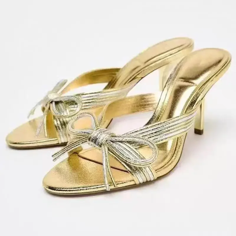 Designer Brand High Heels Slides Sandals Women Butterfly-Knot Summer New  Pumps Dress Shoes Luxury Gold Brand Slippers Ladies - AliExpress 322
