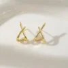 LATS Trendy Gold Color Cross Stud Earrings for Women Dainty Simple Minimalist Earring Fashion Jewelry Party Gifts Wholesale 3