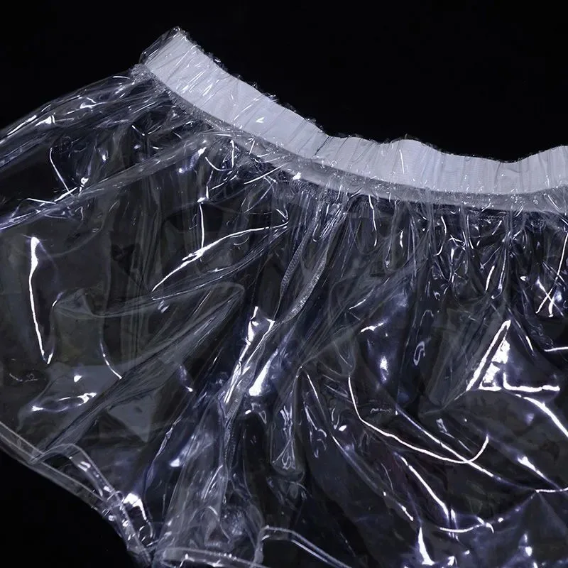 투명 커플 PVC 플라스틱 바지 ABDL 성인 페티쉬 복서 반바지, 부드럽고 부드러운 무소음 방수 실금 기저귀 팬티