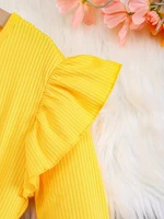 Printemps et automne hiver filles enfants filles, décontracté mignon doux pétale manches ceinture réglable numérique imprimé robe 4