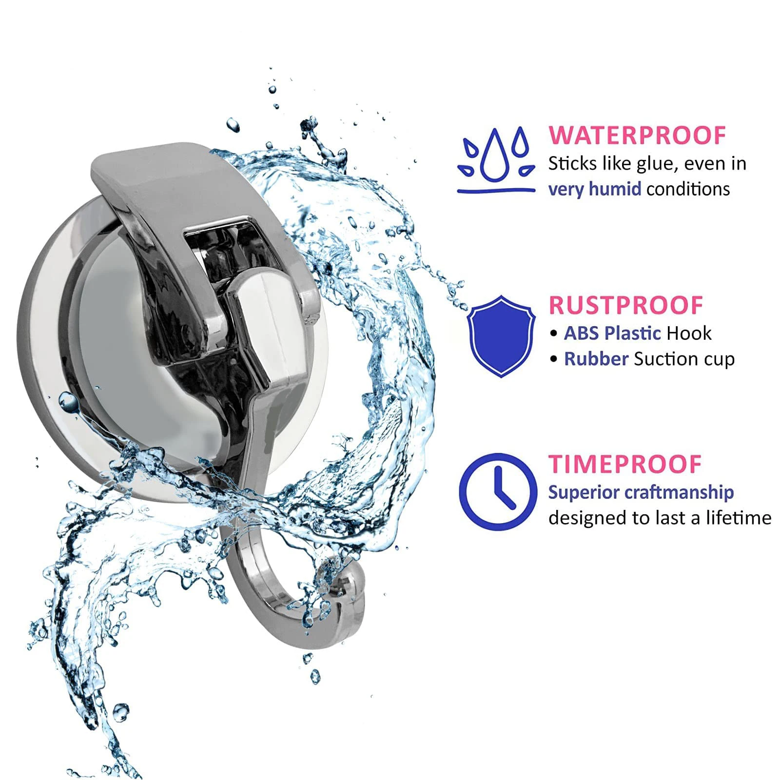 Suction Cup Hook Heavy Duty Vacuum Suction Shower Hooks for Bathroom Towel Hanging No Punching