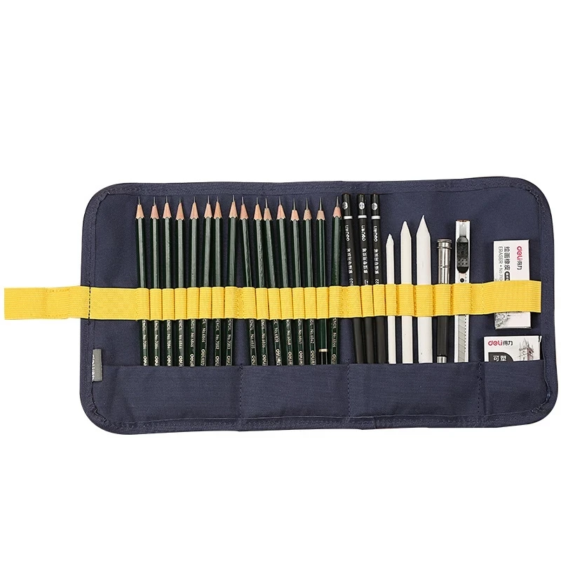 27 Pcs Sketching Pencil Paper Pens Cutter Erasers Charcoal Pencils HB Extender Eraser Cutter Drawing Suit Art Kit