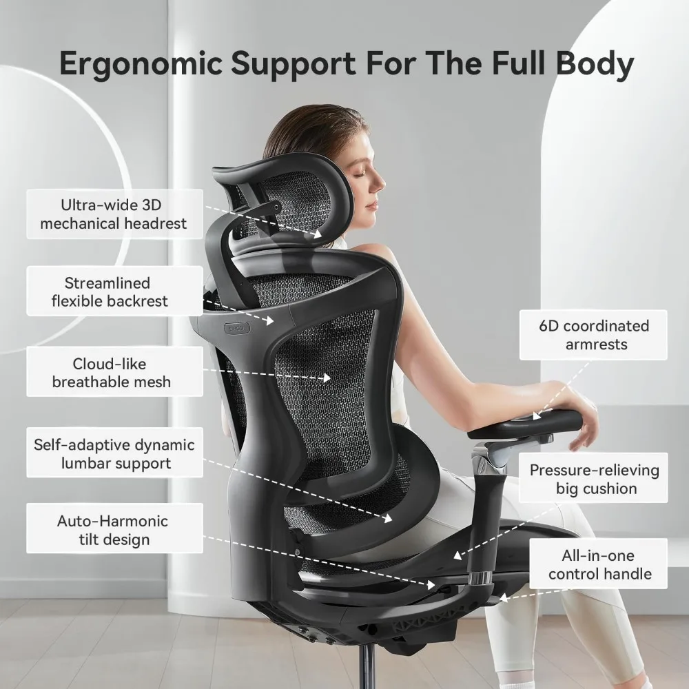 Doro C300 Pro Ergonomic Office Chair with Ultra-Soft 6D Armrests, Dynamic Lumbar Support, Seat Depth Adjustment and Adjustable 3