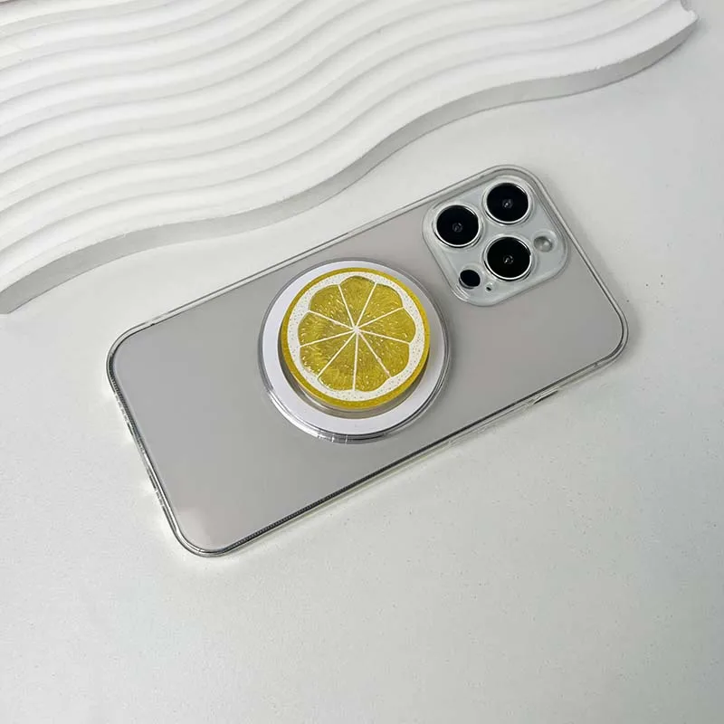 Magnetic & Adhesive Foldable Phone Grip Stand - Fruit Slice Design