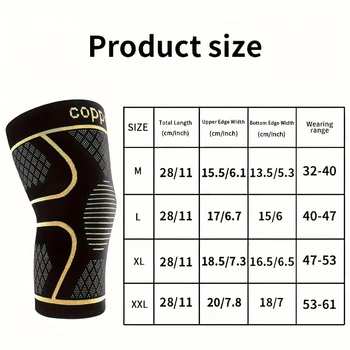 2-Pack Copper Ion Sports Knee Pads, Breathable Non-Slip Outdoor Basketball Fitness Running Basketball Fitness Knee Pads 2