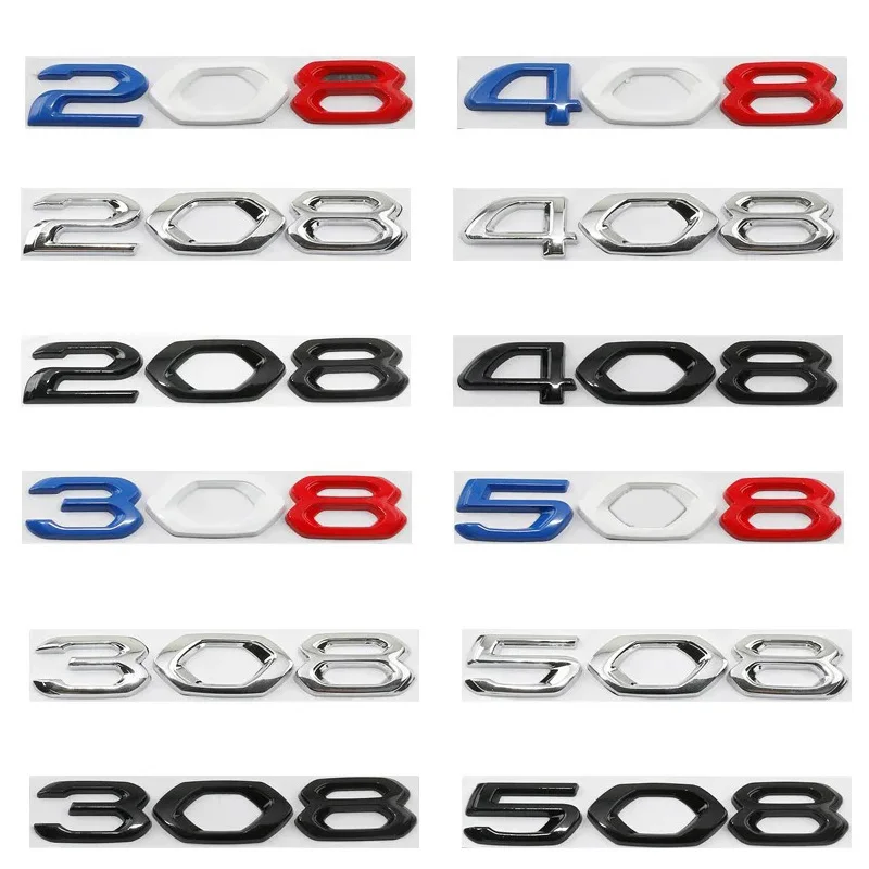 

3D Metal Car Rear Trunk Badge Emblem Decals Sticker For Peugeot 208 308 408 508 2024 2023 Letters Word Logo Styling Accessories