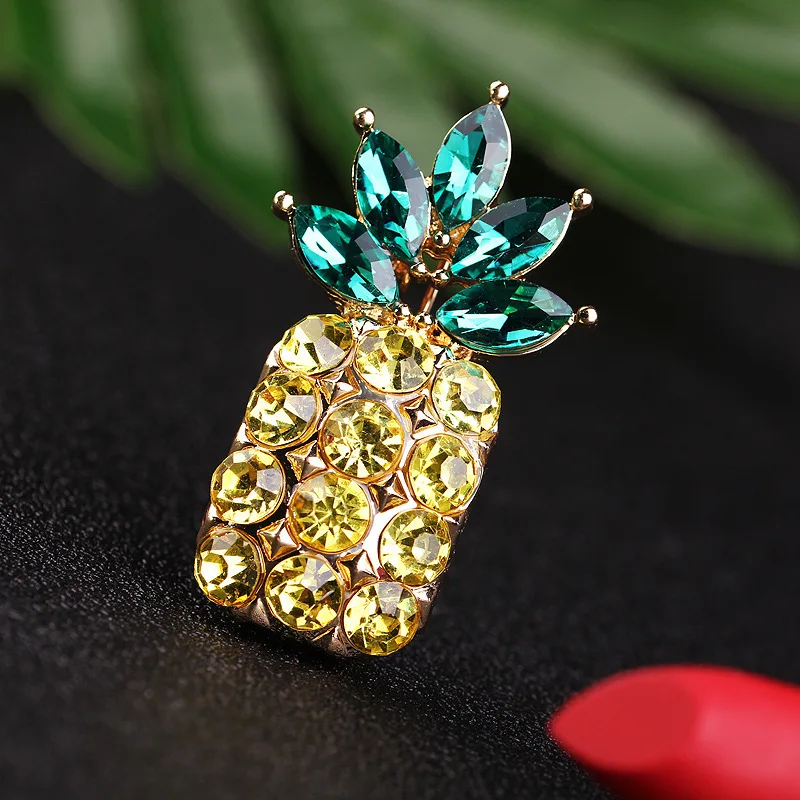 Classic Vintage Women Girls Resin Stone Pineapple Pins Brooches