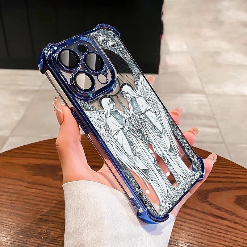 Elegant Retro Cupid Angel Shockproof Clear Armor Case - Luxury Middle Ages Design