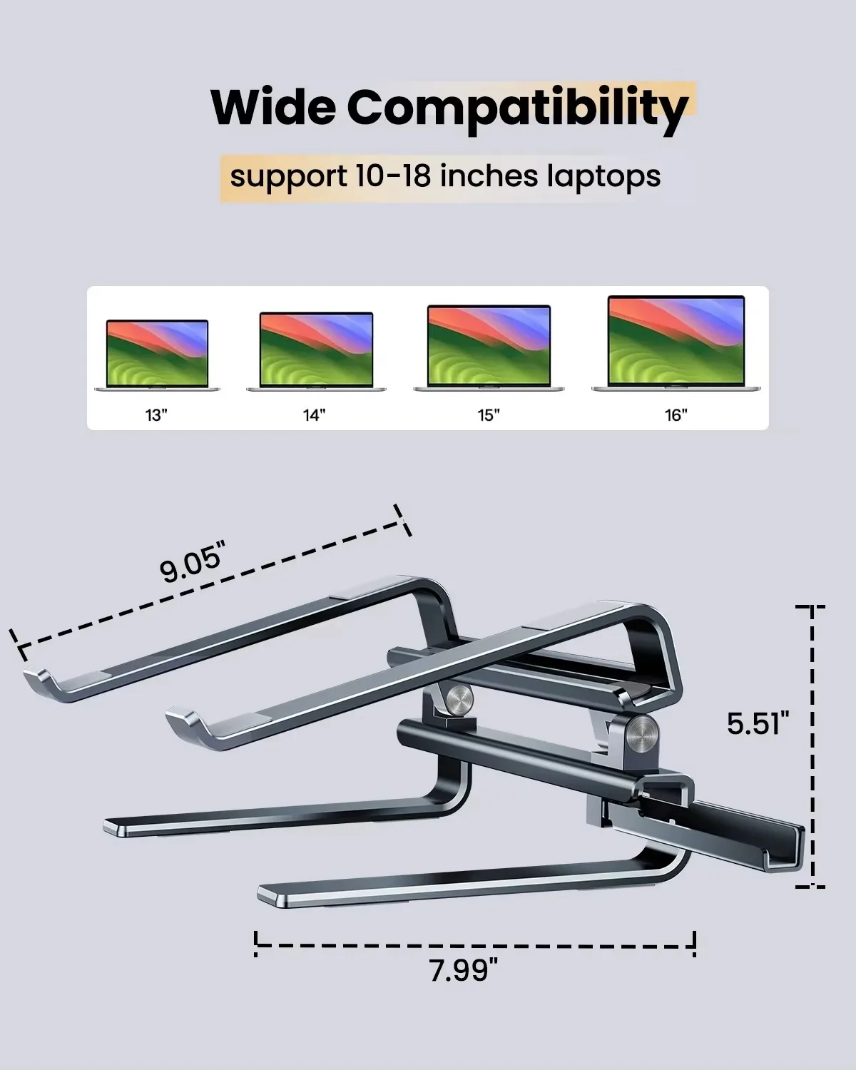 Eary Aluminum Laptop Stand Computer Stand for 12-17 Laptops Desktop Mackbook Pro Computer Accessories adjustable laptop table