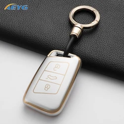Premium Soft TPU Car Key Case Protector with Keychain (Golden Set B)