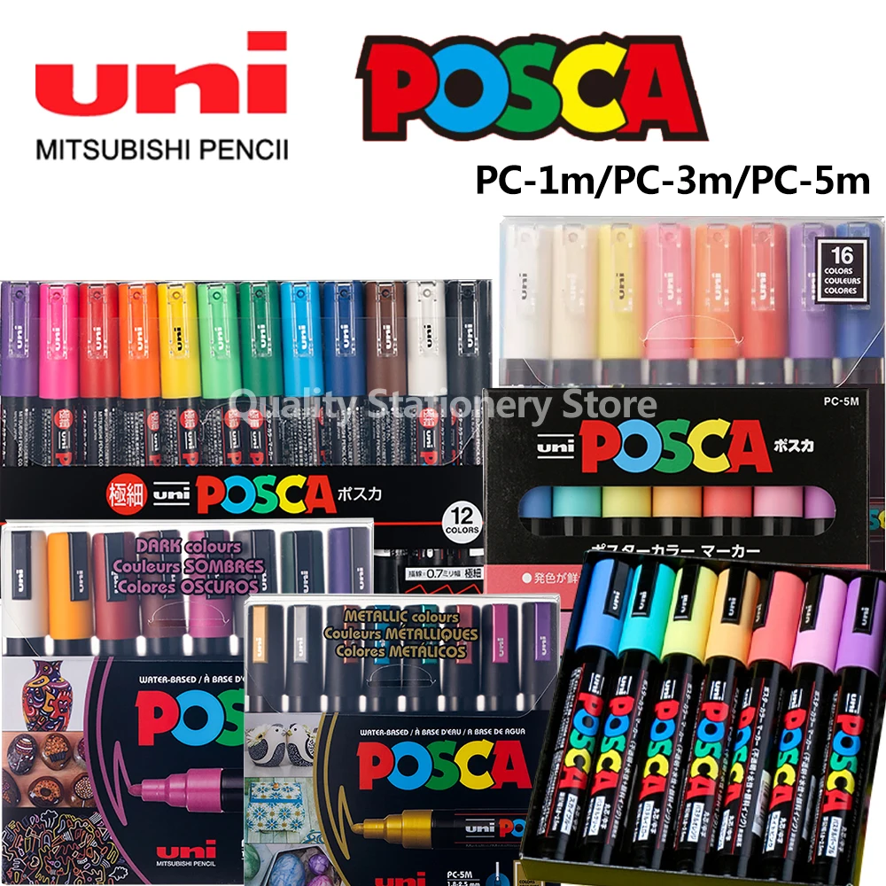 Posca PC-3M - Pack de 16 rotuladores de pintura al agua con punta  redondeada, multicolor